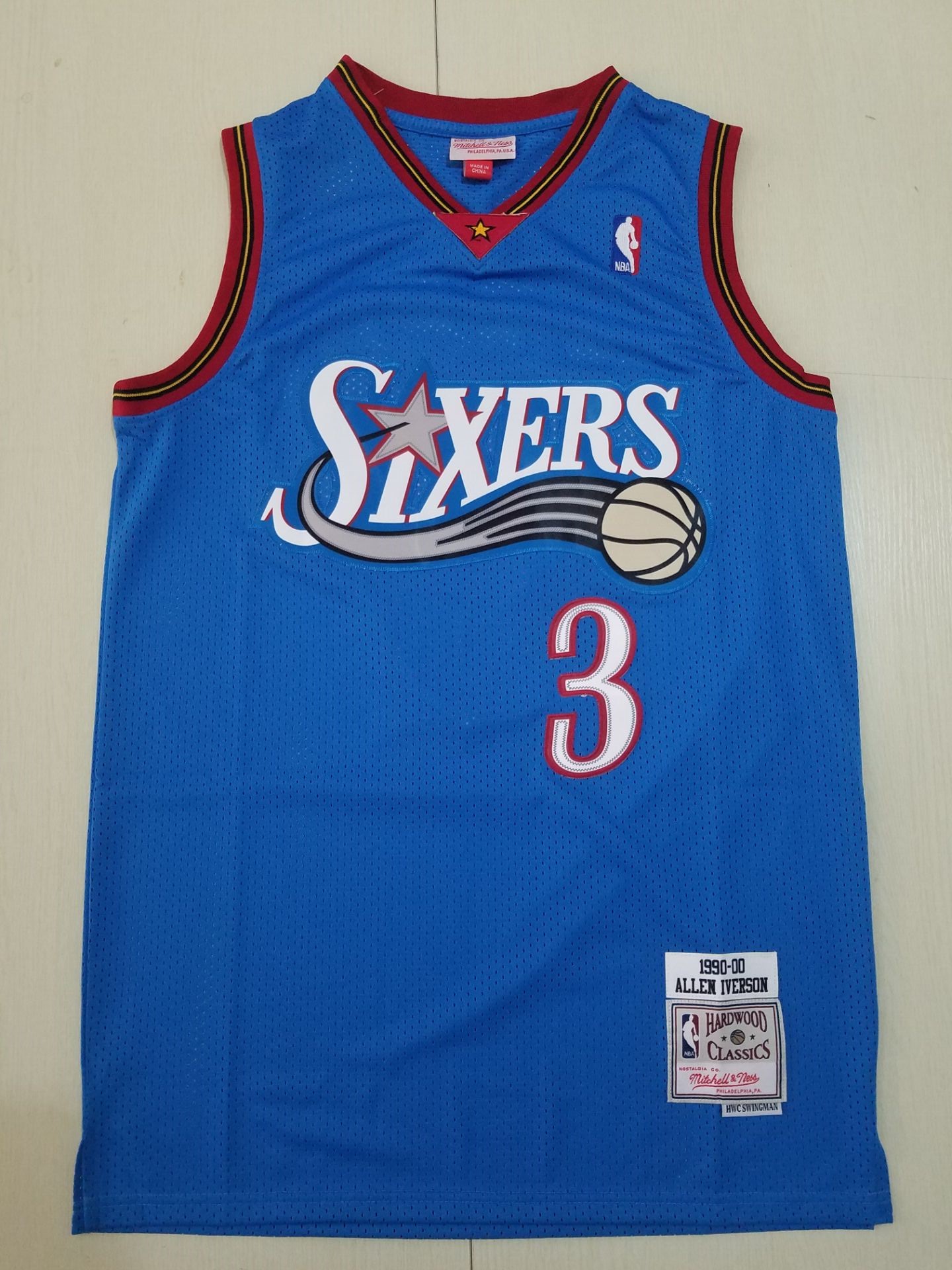 Men Philadelphia 76ers 3 Iverson blue Throwback Adidas NBA Jersey